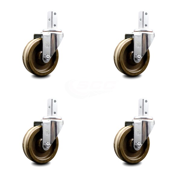 Service Caster 4 Inch High Temp Phenolic Wheel Swivel 3/4 Inch Square Stem Caster Set SCC SCC-SQ20S414-PHSHT-34-4 - main
